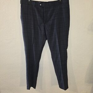 Penguin Munsingwear Plaid Wool Blend Dress Pants Mens 42X33 Blue Straight